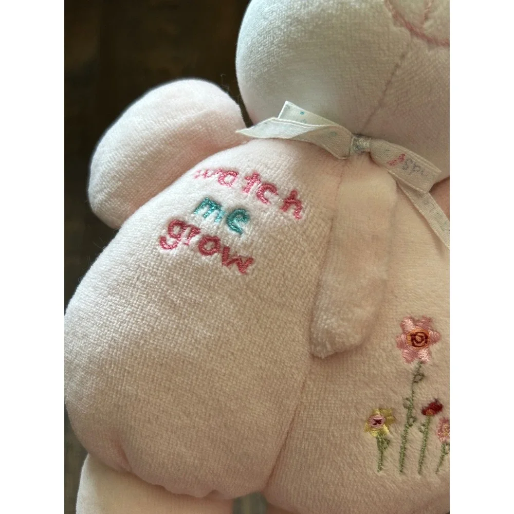 Carters Starters Prestige Pink Bunny Rabbit Plush Rattle Watch Me Grow Floral 9